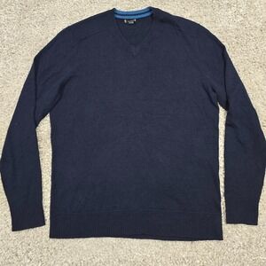 Smartwool Sweater Mens Medium Blue Sparwood V-Neck Long Sleeve‎ Stretch